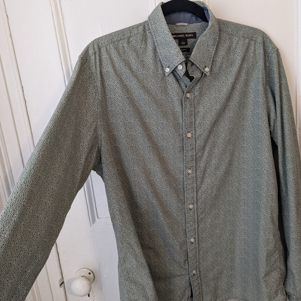Michael Kors Green Floral Button Down - Size L